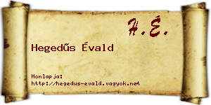 Hegedűs Évald névjegykártya